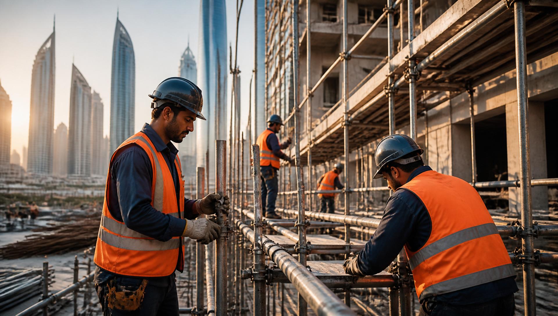 Construction crew at a Dubai building site